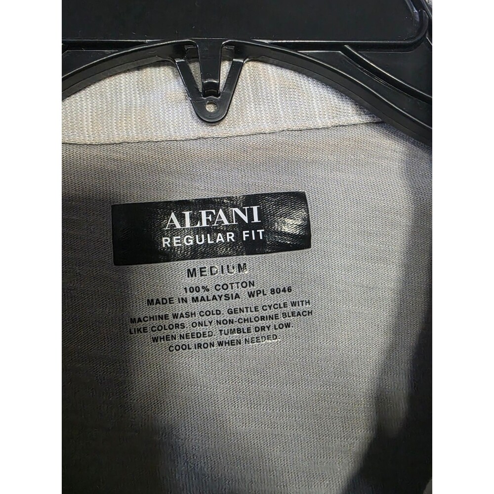 Alfani Men's Polo Shirt Medium Gray Regular Fit 100% Cotton Short Sleeve - Picture 3 of 3